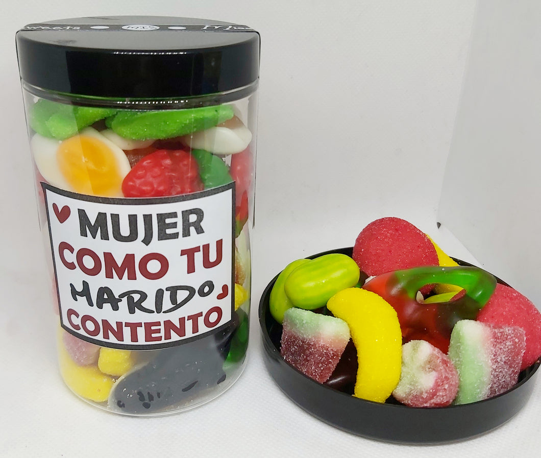 BOTE DE CHUCHES VARIADAS DE 400cc. MUJER COMO TU. MARIDO CONTENTO